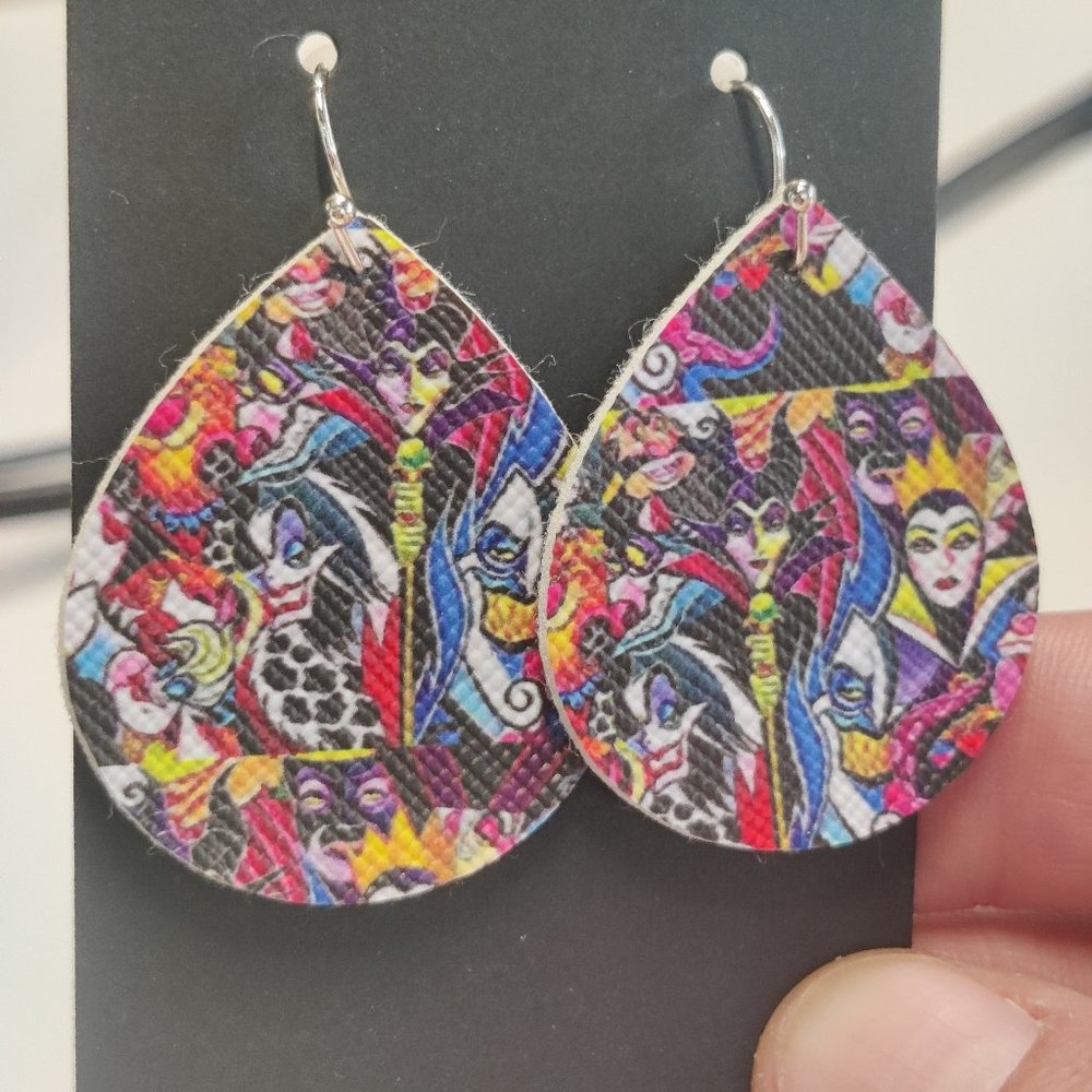 Disney Villain handmade faux leather earrings